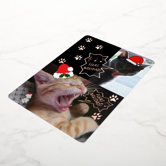 Fleas Navidadが猫のクリスマスグリーティングカードを歌う 箔招待状 (回転した状態)