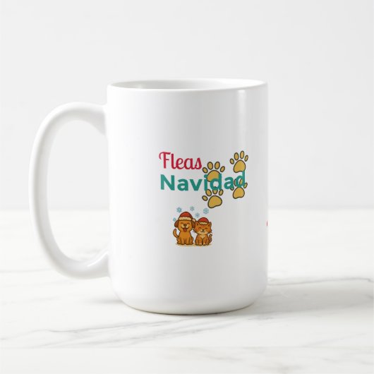 Fleas Navidad Funny Pet Christmas コーヒーマグカップ (左)