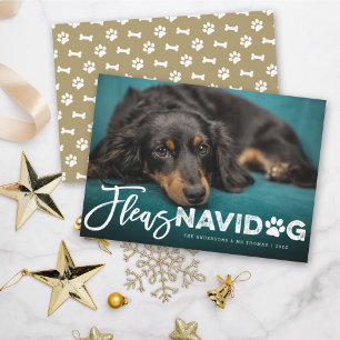 Fleas Navidog Paw Print Dog Lover Photo おもしろい Pet シーズンカード