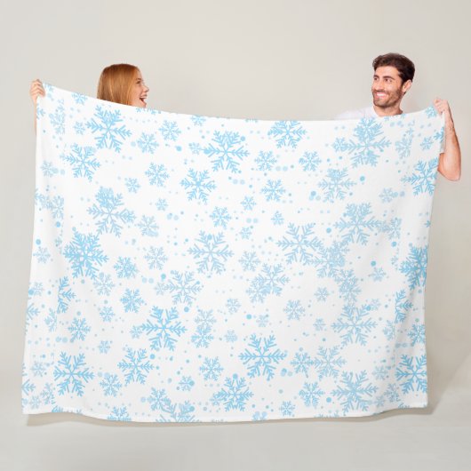 Fleece Blanket, Falling Blue Snowflakes フリースブランケット (インサイチュ)