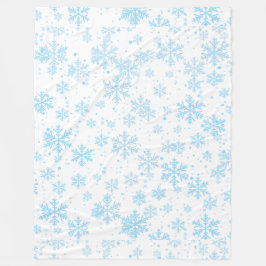 Fleece Blanket, Falling Blue Snowflakes フリースブランケット