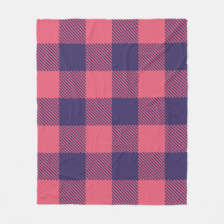 Fleece Blanket Hot Pink Magenta Indigo Plaid フリースブランケット
