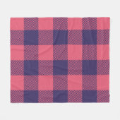 Fleece Blanket Hot Pink Magenta Indigo Plaid フリースブランケット (正面(横))