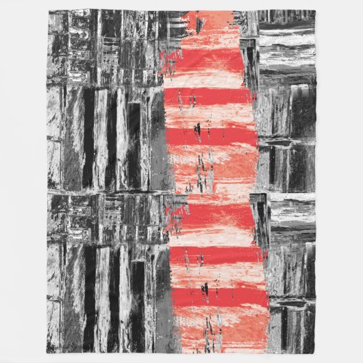 Fleece Blanket – Red Pulse Abstract Design フリースブランケット (正面)