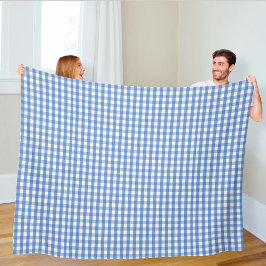 Fleece blanket with blue checks フリースブランケット