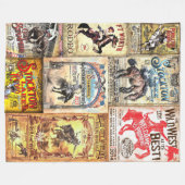 Fleece Blanket with Vintage Cowboy Rodeo Signs フリースブランケット (正面(横))
