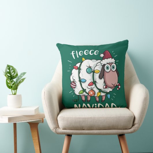 Fleece Feliz Navidad Funny Cute Sheep Christmas クッション (椅子)