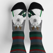 「Fleece Navidad」フェスティブなヒツジのしゃれグレー ソックス (上部)