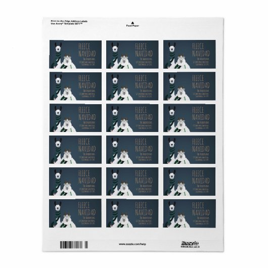 ‘Fleece Navidad’ Chic Funny Fun Llama & Sheep  ラベル (フルシート)