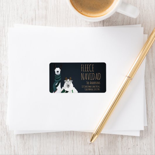 Fleece Navidad Chic Funny Quirky Llama & Sheep Pun ラベル (インサイチュ)