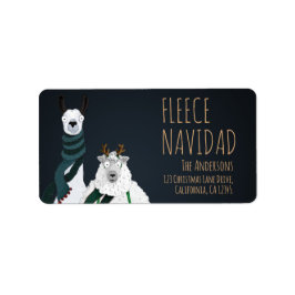 Fleece Navidad Chic Funny Quirky Llama & Sheep Pun ラベル
