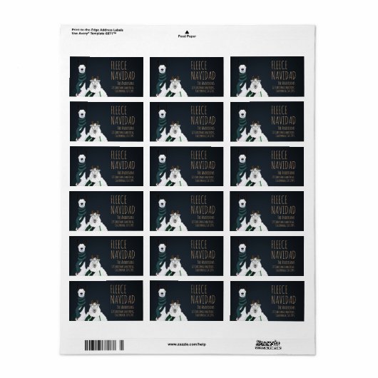 Fleece Navidad Chic Funny Quirky Llama & Sheep Pun ラベル (フルシート)