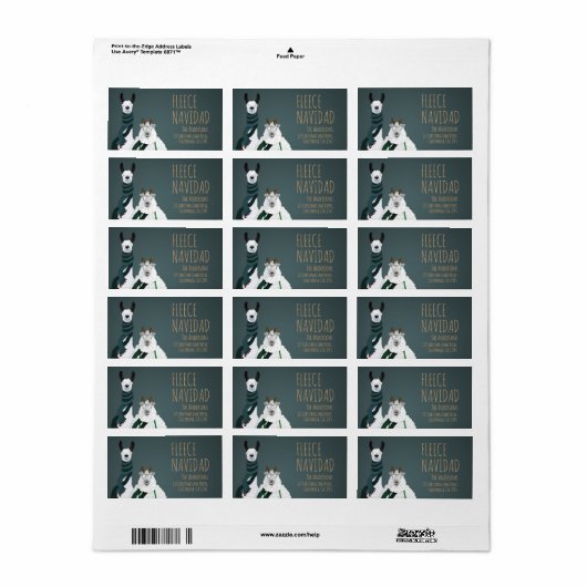 Fleece Navidad Chic Funny Quirky Llama & Sheep Pun ラベル (フルシート)