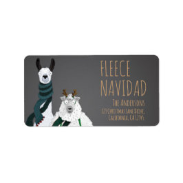 Fleece Navidad Chic Funny Quirky Llama & Sheep Pun ラベル