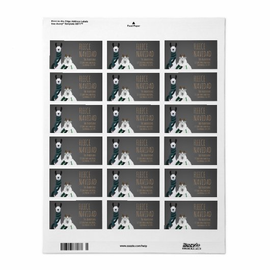 Fleece Navidad Chic Funny Quirky Llama & Sheep Pun ラベル (フルシート)