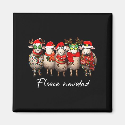 Fleece Navidad Christmas Spanish Sheep Santa Sheep マグネット (正面)