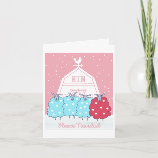 Fleece Navidad Cute Black Sheep Christmas カード (正面)