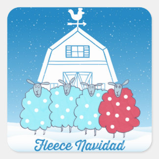 Fleece Navidad Cute Christmas Baby Sheep スクエアシール