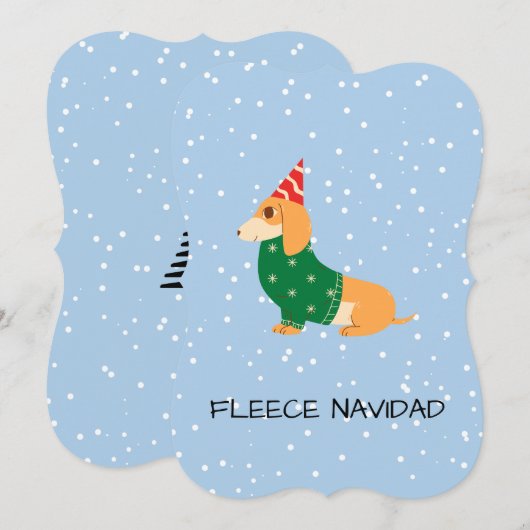 Fleece Navidad – Cute Sausage Dog シーズンカード (正面/裏面)
