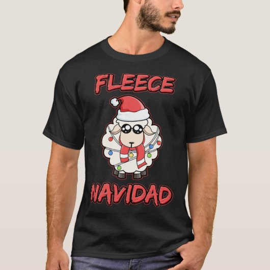 Fleece Navidad Feliz Navidad Sheep Wool Christmas Tシャツ (正面)