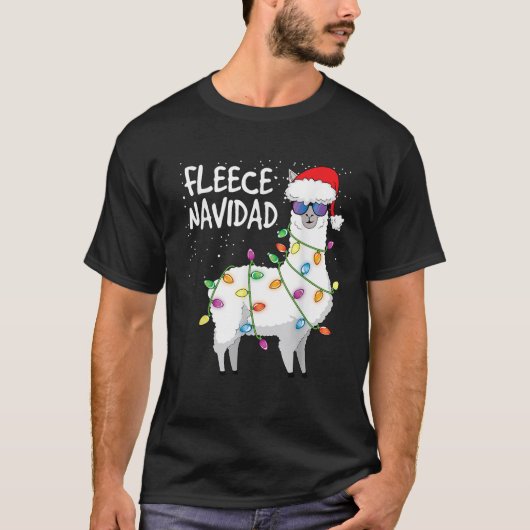 Fleece Navidad Funny Christmas Navidad Llama  Tシャツ (正面)