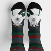 “Fleece Navidad” Funny Festive Blue Sheep  ソックス (上部)