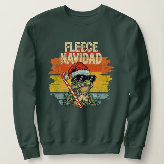 Fleece Navidad Funny Santa Frog Retro Sweatshirt スウェットシャツ (デザイン正面)