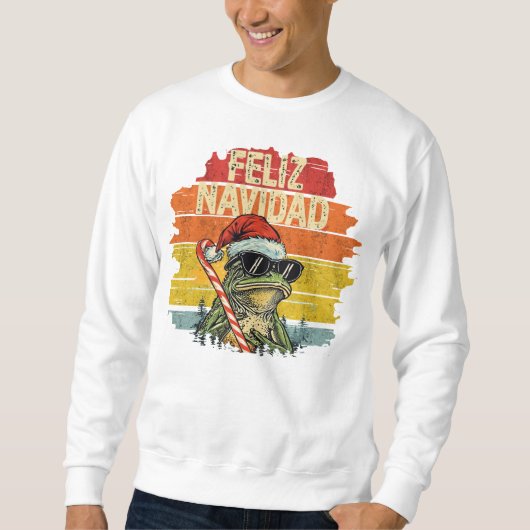 Fleece Navidad Funny Santa Frog Sweatshirt Mens スウェットシャツ (正面)