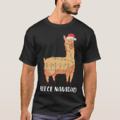 Fleece Navidad Holiday Christmas Llama Alpaca Tシャツ (正面)