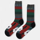 “Fleece Navidad” Llama Festive Stripes on Red ソックス (左)