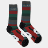 “Fleece Navidad” Llama Festive Stripes on Red ソックス (右)