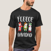 Fleece Navidad Santa Claus Alpaca Happy Holidays Tシャツ (正面)