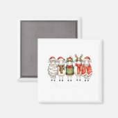 Fleece Navidad Sheep Christmas Lights Dinner Famil マグネット (正面/裏面)