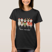 Fleece Navidad Sheep Christmas Lights Dinner Famil Tシャツ (正面)