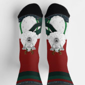 “Fleece Navidad” Sheep Funny Fun Festive Red  ソックス (上部)