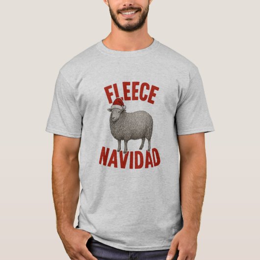 Fleece Navidad Sheep Pun クリスマスTシャツ Tシャツ (正面)
