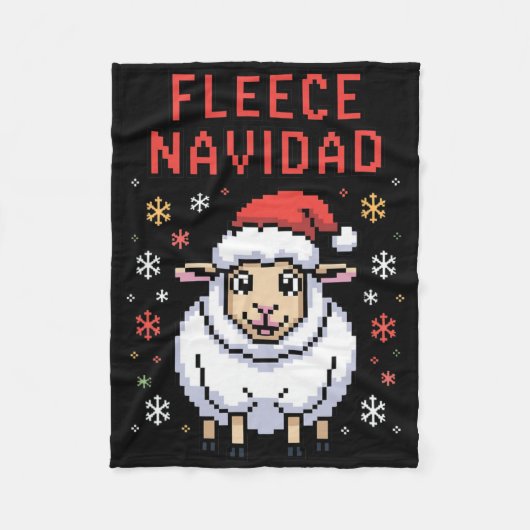 Fleece Navidad Ugly Sweater Funny Christmas Sheep  フリースブランケット (正面)