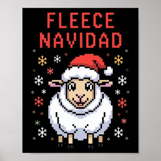 Fleece Navidad Ugly Sweater Funny Christmas Sheep  ポスター (正面)