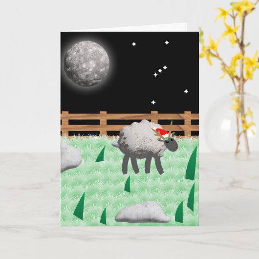 Fleece Navidad- Wishing EWE happy holiday カード (黄色い花)