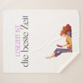 Fleecedecke für Buchliebhaberinnen – "Lesezeit" シェルパブランケット (正面(横))