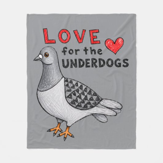 Fleecedecke "Love For The Underdogs" mit Taube フリースブランケット (正面)