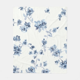 Fleecedecke mit blauem Blumem-Print フリースブランケット
