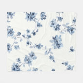 Fleecedecke mit blauem Blumem-Print フリースブランケット (正面(横))