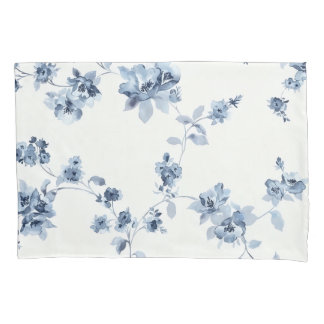 Fleecedecke mit blauem Blumem-Print 枕カバー