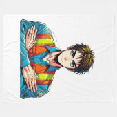 Fleecedecke mit Manga-Sicherheitsfachmann フリースブランケット (正面(横))