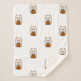 Fleecedeken Halloween – Schattige Pomeranian シェルパブランケット