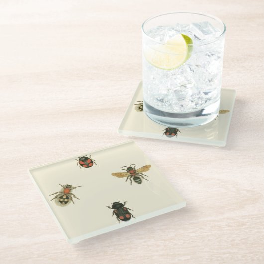 Fles and Beetles by Vision Studio ガラスコースター (アングル)