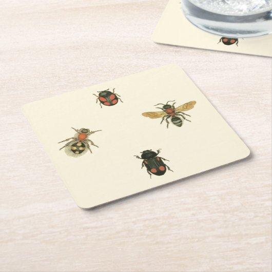 Fles and Beetles by Vision Studio スクエアペーパーコースター (アングル)