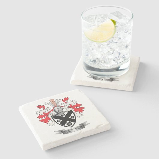 Fletcherの家紋の紋章付き外衣 ストーンコースター (横)