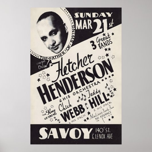 Fletcher Henderson - Chick Webb - Teddy Hill jazz ポスター (正面)